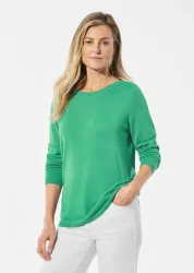 Strickpullover mit U-Boot-Ausschnitt - hellgrün - Gr. 38 von Goldner Fashion