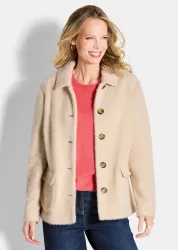 Jacke in flauschiger Qualität mit Lurex - beige - Gr. 21 von Goldner Fashion