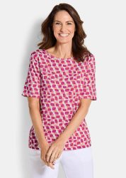 Jersey-Shirt im Doppelpack - pink / pink / gemustert - Gr. 21 von Goldner Fashion