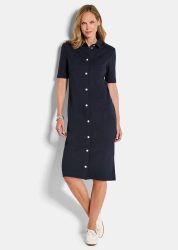 Maritimes Kleid aus Interlock Jersey - marine - Gr. 21 von Goldner Fashion