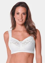 BH mit Baumwolle und Spitze - weiss - Gr. 85 D von Goldner Fashion