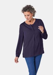Figurschmeichelnde Schlupfbluse mit modischer Kragenverarbeitung - marine - Gr. 21 von Goldner Fashion