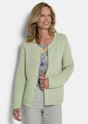 Ajour-Strickjacke aus reiner Baumwolle - salbei - Gr. 24 von Goldner Fashion