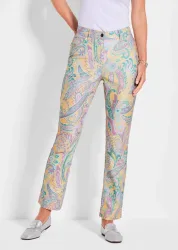 Gemusterte Hose LOUISA - flieder / graugrün / gemustert - Gr. 20 von Goldner Fashion