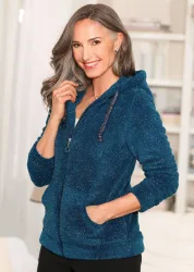 Kuschelige Flausch-Freizeitjacke - petrol - Gr. 50 von Goldner Fashion