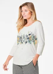 Druckshirt mit Schimmer-Effekt - cremeweiss - Gr. 21 von Goldner Fashion