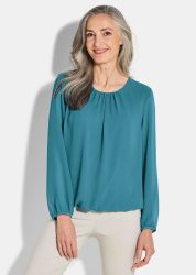 Elegante Bluse aus Chiffon - petrol - Gr. 22 von Goldner Fashion