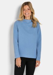 Ottoman-Sweatshirt mit Turtleneck - blau - Gr. 20 von Goldner Fashion