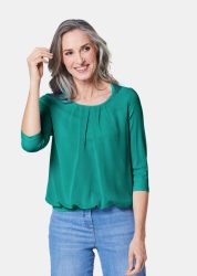 Gepflegtes Shirt in eleganter Blusen-Optik - petrol - Gr. 21 von Goldner Fashion
