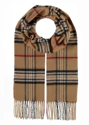 Karo-Schal mit Kaschmir-Haptik - camel / rot / kariert - Gr. Einheitsgröße von Goldner Fashion