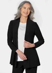 Weich fallende Jersey-Longjacke - schwarz - Gr. 50 von Goldner Fashion