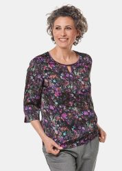 Seidig fliessende Druckbluse - schwarz / bunt - Gr. 21 von Goldner Fashion