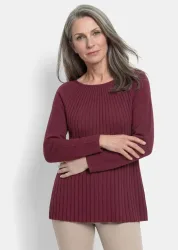 Strickpullover mit Baumwolle in A-Linie - bordeaux - Gr. 44 von Goldner Fashion