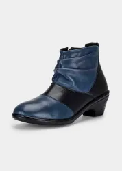 Gefütterte Stiefeletten aus echtem Leder - blau / schwarz - Gr. 38 von Goldner Fashion