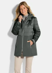 Steppmantel mit Softshell-Einsatz - khaki - Gr. 48 von Goldner Fashion