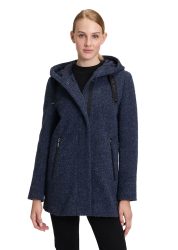 Bouclé-Jacke im sportlichen Look - dunkelblau / méliert - Gr. 40 von Goldner Fashion