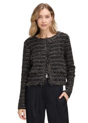 Verkürzter Cardigan mit Pailletten - beige / braun / schwarz - Gr. 38 von Goldner Fashion