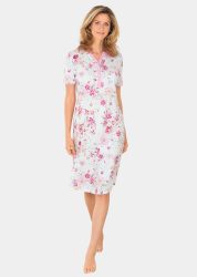 Nachthemd mit Halbarm und Knopfleiste - rosé / weiss / gemustert - Gr. 20/21 von Goldner Fashion