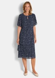 Stufenkleid mit Tupfen - marine / gemustert - Gr. 19 von Goldner Fashion