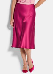 Ausgestellter Satinrock mit Schlupfbund - bordeaux - Gr. 54 von Goldner Fashion