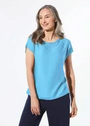 Bluse mit Glitzersteinen - türkis - Gr. 52 von Goldner Fashion