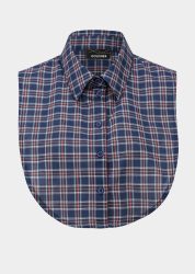 Kombinationsstarker Blusenkragen - blau / rot / kariert - Gr. 48 von Goldner Fashion