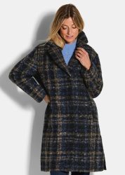 Bouclé-Mantel mit Karomuster - marine / camel / kariert - Gr. 44 von Goldner Fashion