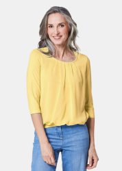 Gepflegtes Shirt in eleganter Blusen-Optik - gelb - Gr. 22 von Goldner Fashion