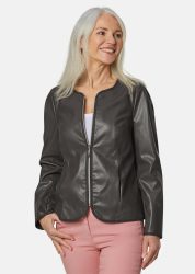 Ausdrucksstarke Lederimitatjacke mit supersoftem Griff - braun - Gr. 44 von Goldner Fashion