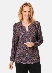 Blusenshirt in femininer Form - marine / gemustert - Gr. 19 von Goldner Fashion