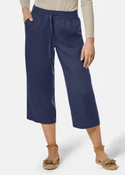 Leinenhose VERA mit weitem Bein - marine - Gr. 21 von Goldner Fashion