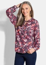 Viskose-Bluse mit Rüschen - beere / gemustert - Gr. 20 von Goldner Fashion