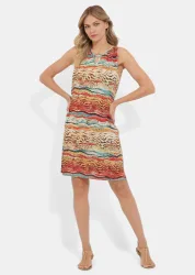 Freizeitkleid mit Fantasie-Print - rot / gemustert - Gr. 40 von Goldner Fashion