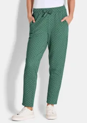 Freizeithose mit Glanz-Details - petrol / gemustert - Gr. 19 von Goldner Fashion