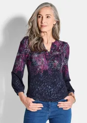 Jersey-Shirt mit Konfetti-Muster - marine / bunt / gemustert - Gr. 40 von Goldner Fashion