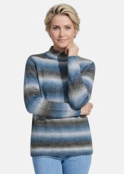 Pullover mit Stehkragen - blau / grau / gemustert - Gr. 22 von Goldner Fashion