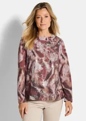 Sweatshirt in Metallic-Optik - bunt / gemustert - Gr. 40 von Goldner Fashion