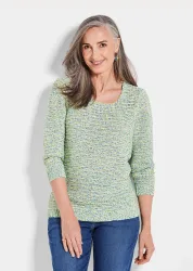 Pullover in Multicolor-Strick - gelb / weiss / gemustert - Gr. 48 von Goldner Fashion