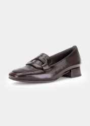 Slipper aus Leder mit Zierelement - braun - Gr. 39 von Goldner Fashion