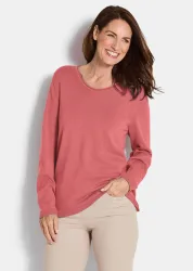 Strickpullover aus Baumwolle und Viskose - koralle - Gr. 50 von Goldner Fashion