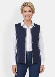 Zeitlose Strickweste mit Merino- Schurwolle - marine / grau - Gr. 21 von Goldner Fashion