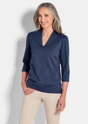 Basic-Shirt aus Interlock-Jersey - marine - Gr. 54 von Goldner Fashion