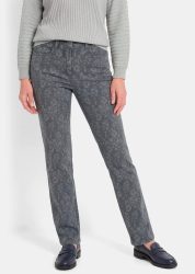 Hose LOUISA mit tonalem Blumenmuster - grau / gemustert - Gr. 19 von Goldner Fashion