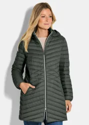 Daunenmantel mit femininer Steppung - khaki - Gr. 20 von Goldner Fashion