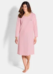Nachthemden im Set aus reiner Baumwolle - rosé / gemustert - Gr. 42 von Goldner Fashion