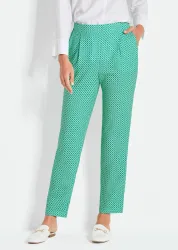 Gemusterte Schlupfhose SARA mit Minimalprint - smaragd / weiss / gemustert - Gr. 195 von Goldner Fashion