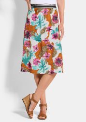 Jerseyjupe mit Animal Print und Blumen - bunt / gemustert - Gr. 21 von Goldner Fashion