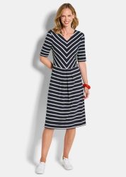 Jersey-Kleid im Marine-Look - marine / weiss / gestreift - Gr. 21 von Goldner Fashion