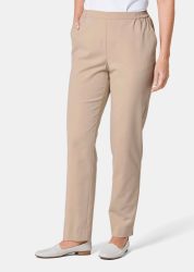 Sportlich elegante Hose aus trageangenehmen Tencel - beige - Gr. 27 von Goldner Fashion