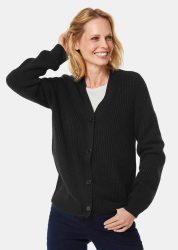 Pflegeleichte Strickjacke in hochwertiger Rippenstruktur - schwarz - Gr. 21 von Goldner Fashion
